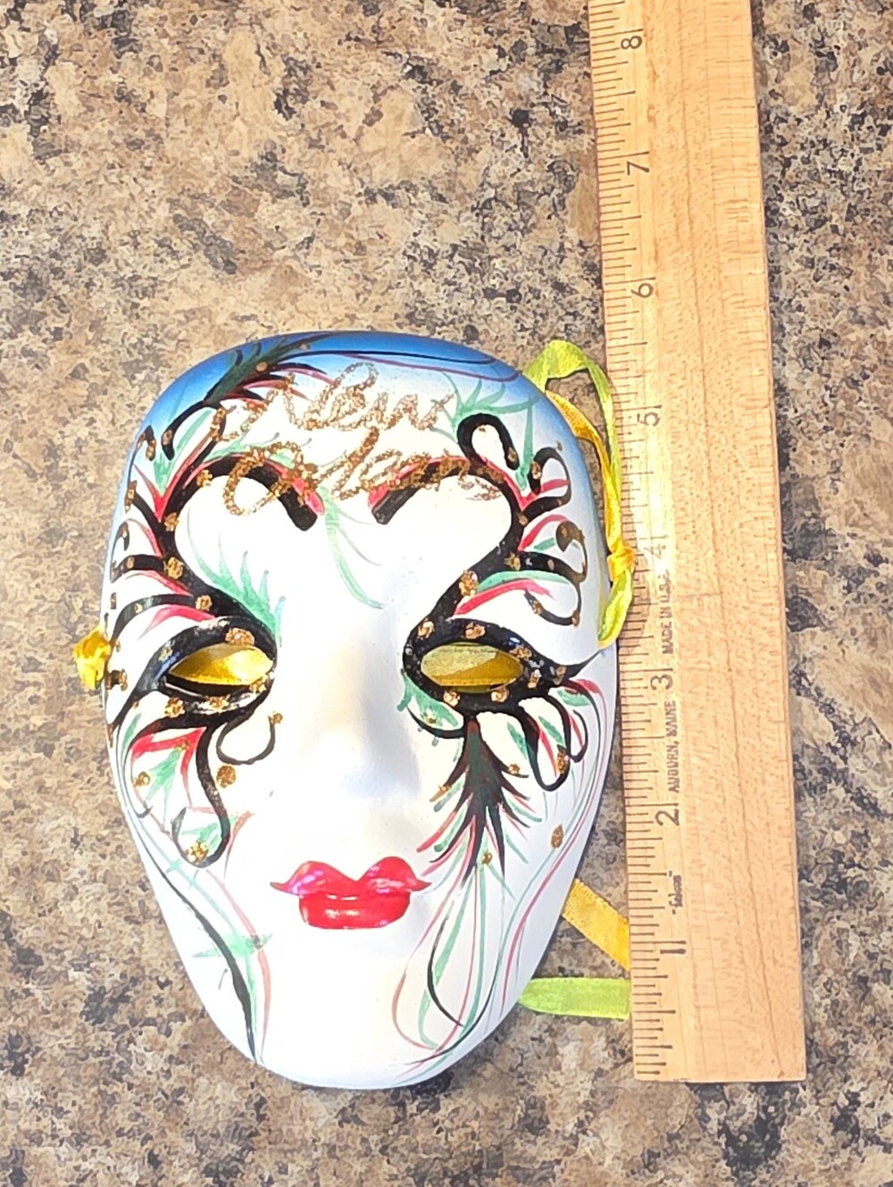 Hand-Painted New Orleans Mask - Picture 2 of 4